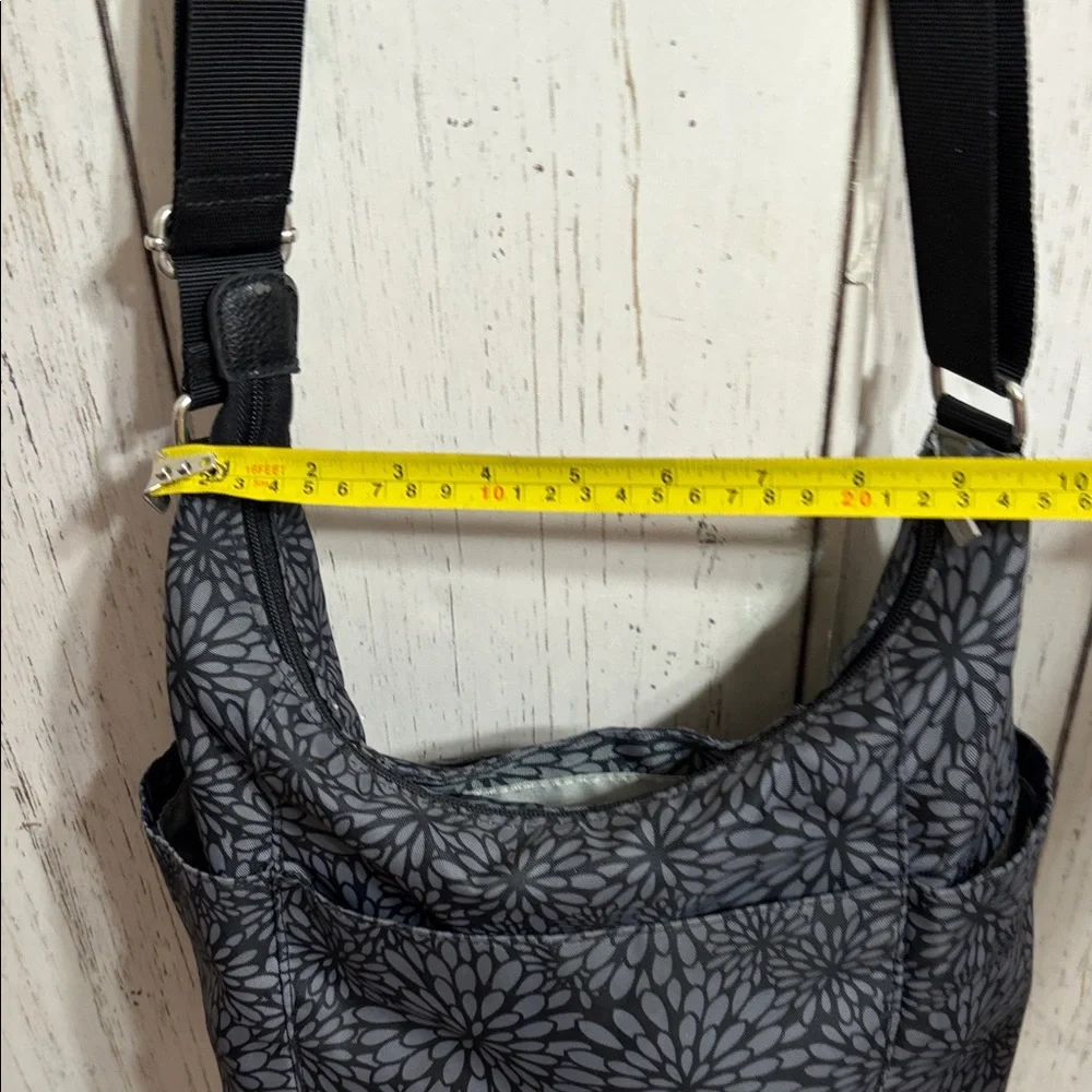 Baggallini Chic Black and Gray Floral Shoulder Bag